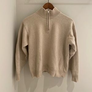 Cashmere Beige Quarterzip Sweater